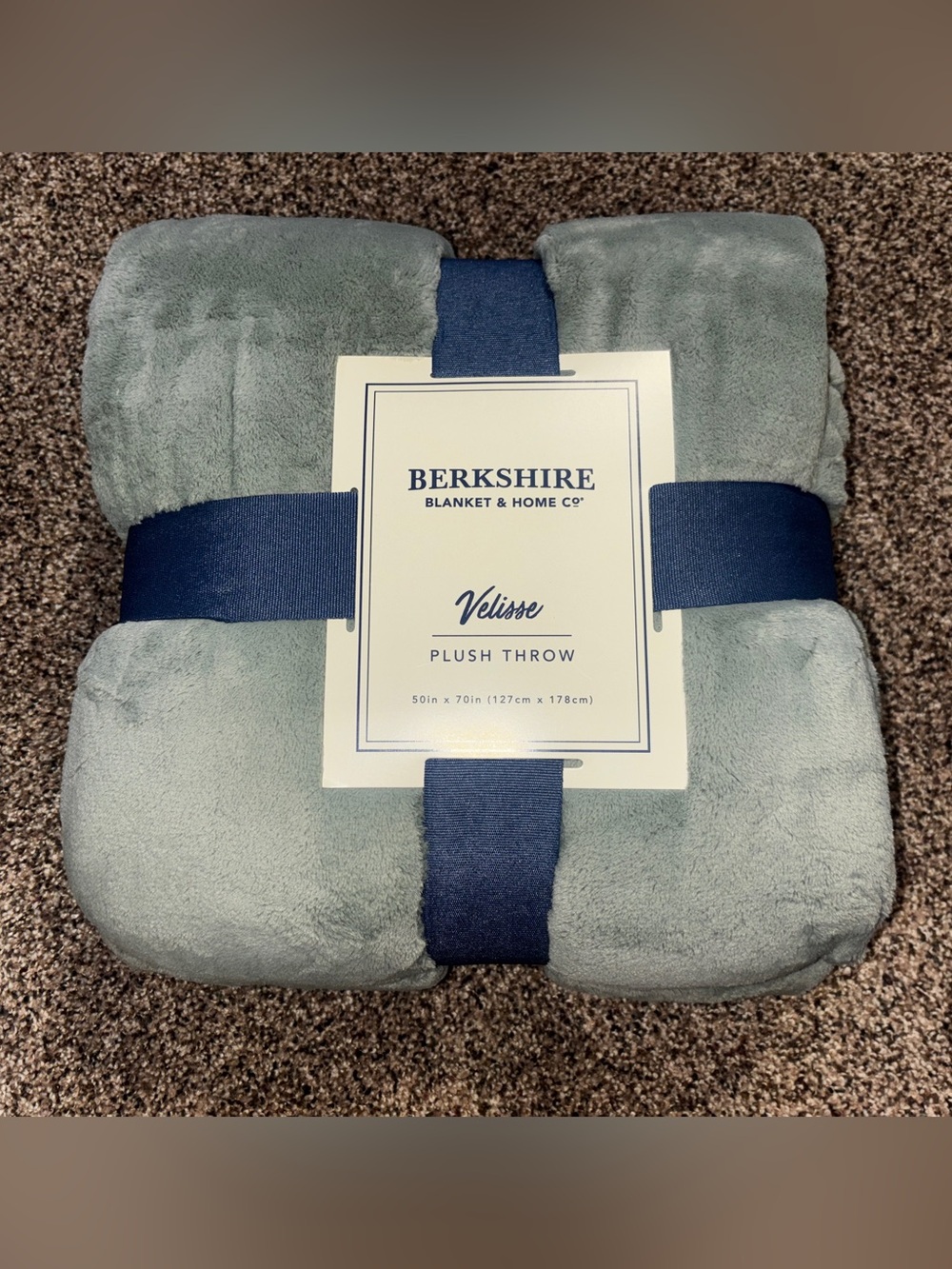 Berkshire NWT Velisse Plush Throw Blanket 50in x 70in Soft Green Sage mid weight